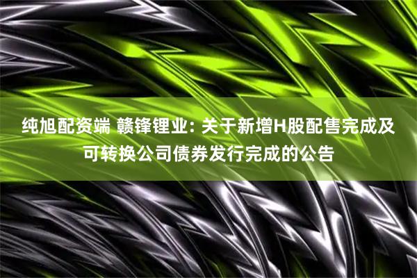 纯旭配资端 赣锋锂业: 关于新增H股配售完成及可转换公司债券发行完成的公告