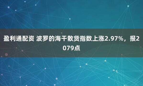 盈利通配资 波罗的海干散货指数上涨2.97%，报2079点